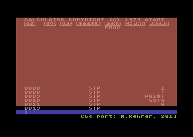 Norbert Kehrer's Commodore 64 Atari Calculator