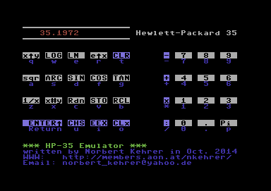 Norbert Kehrer's HP Calculator Emulator for the Commodore 64