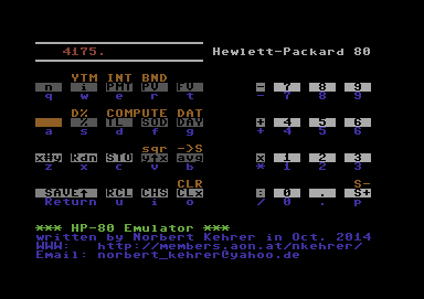 Norbert Kehrer's HP Calculator Emulator for the Commodore 64